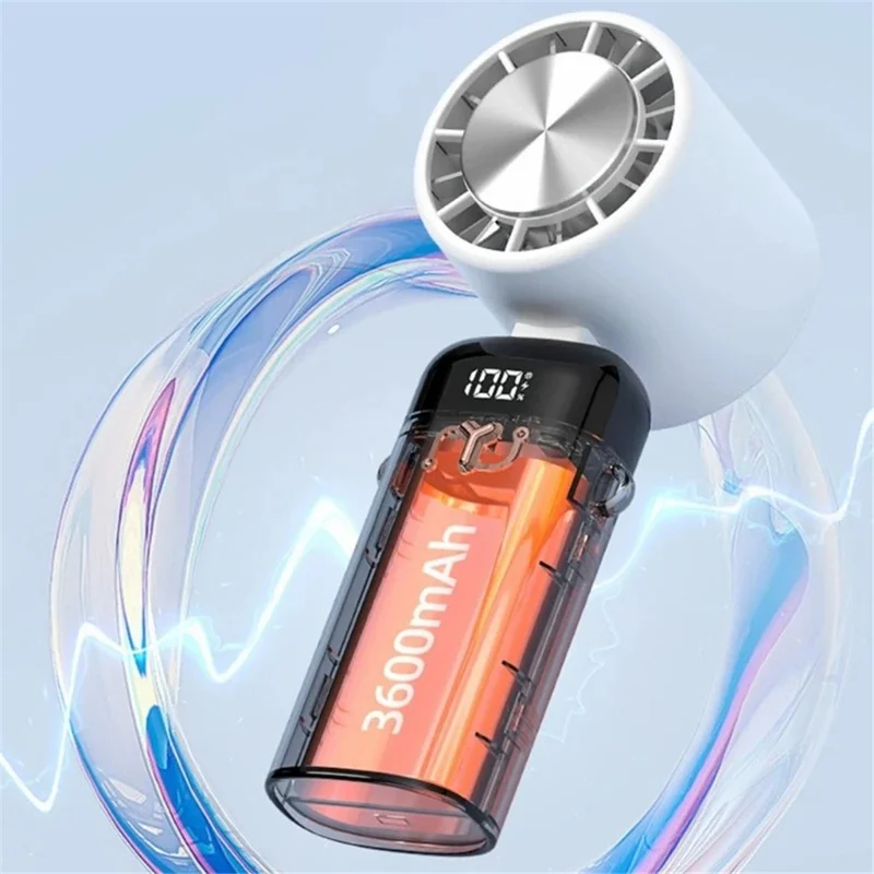 S3214 Digital Display Mini Foldable Neck Fan with Semiconductor Cooling Ball - Pink