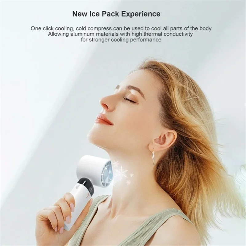 S3214 Digital Display Mini Foldable Neck Fan with Semiconductor Cooling Ball - Pink