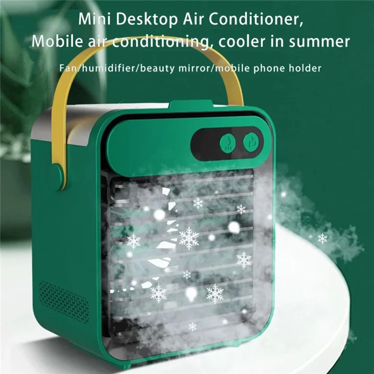 F80 Mini Desktop Air Conditioning Cooling Fan Summer USB Rechargeable Mist Diffuser Air Cooler - Green