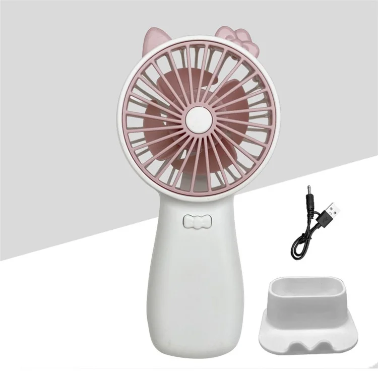 8815 USB Rechargeable Hand-held Fan Mini Summer Cooling Fan with Phone Holder Base - White