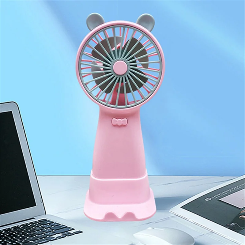 8815 USB Rechargeable Hand-held Fan Mini Summer Cooling Fan with Phone Holder Base - Cyan