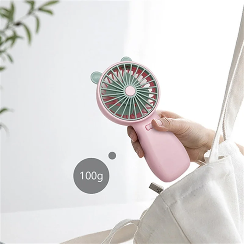 8815 USB Rechargeable Hand-held Fan Mini Summer Cooling Fan with Phone Holder Base - Cyan