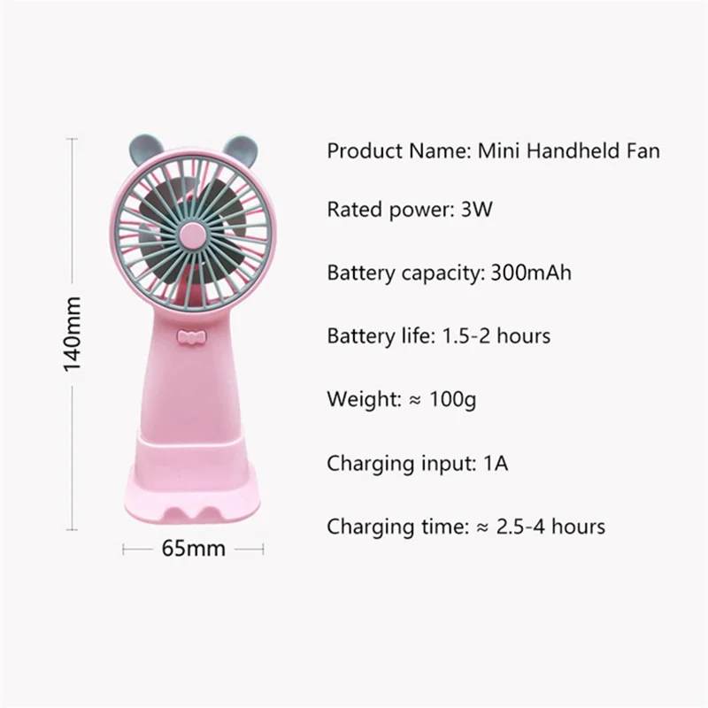 8815 USB Rechargeable Hand-held Fan Mini Summer Cooling Fan with Phone Holder Base - Cyan