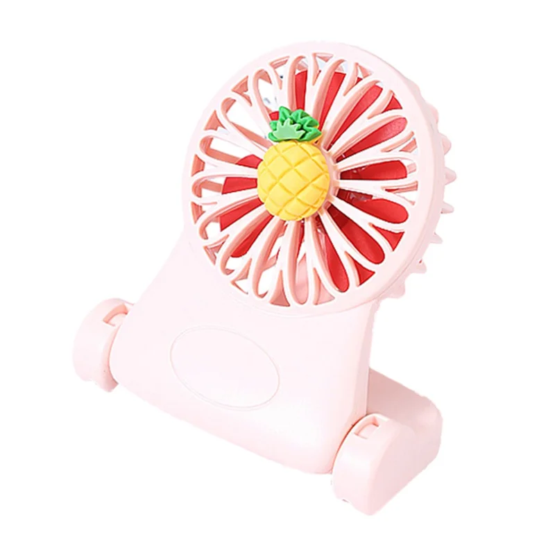 T18 Cartoon Fruit / Vegetable Decor Summer Cooling Fan with Folding Stand - Pink