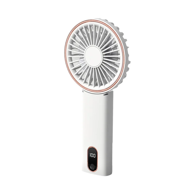 W10 USB Rechargeable 4 Gears Silent Portable Handheld Fan with Digital Display - White