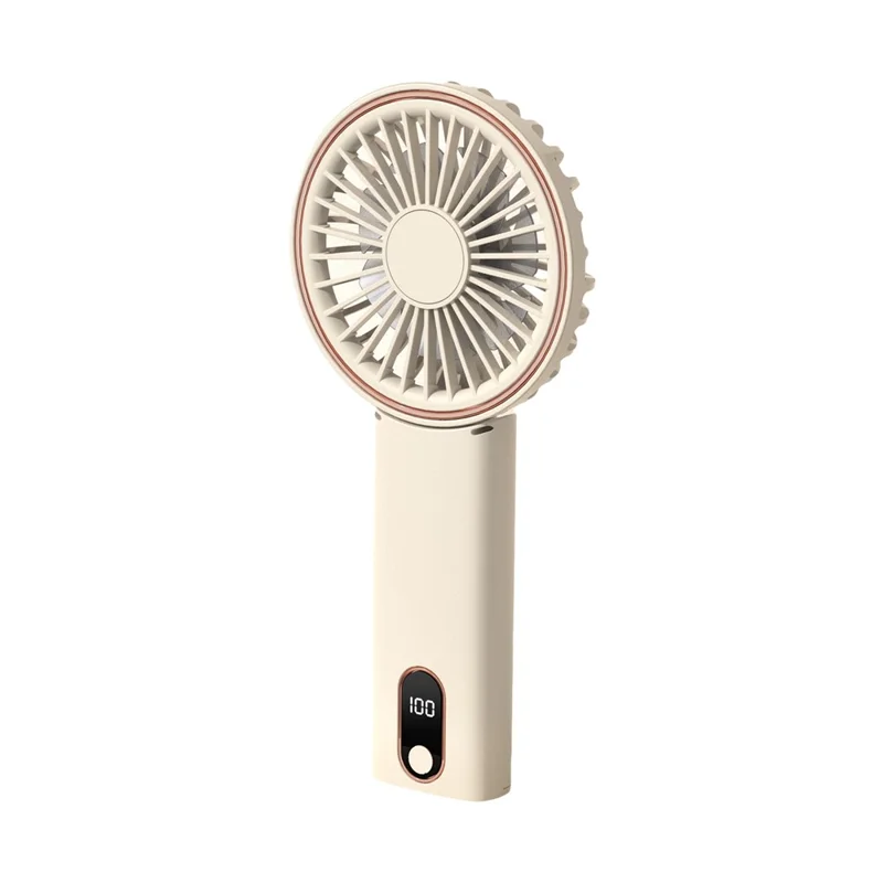 W10 USB Rechargeable 4 Gears Silent Portable Handheld Fan with Digital Display - Beige