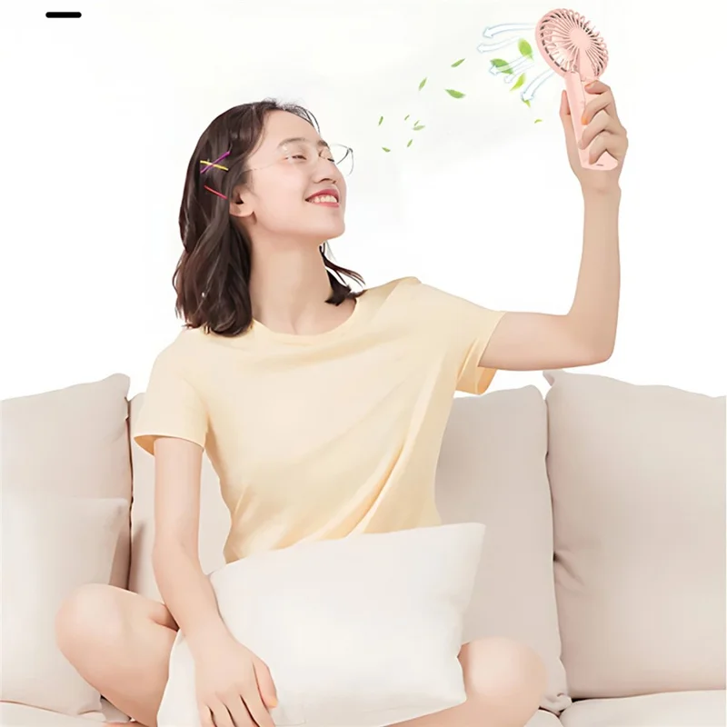 W10 USB Rechargeable 4 Gears Silent Portable Handheld Fan with Digital Display - Beige