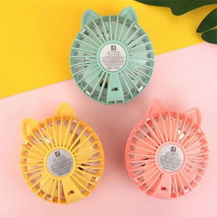 T8 2-in-1 3 Gears Mini Cooling Fan + Cartoon Makeup Mirror with Fill Light - Pink