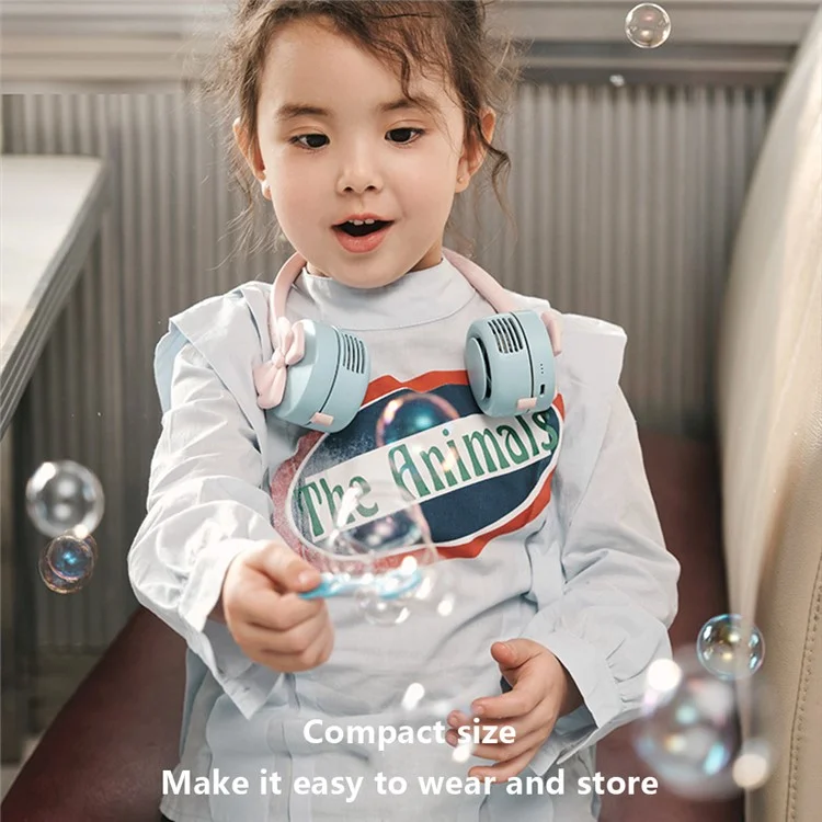 ZOYZOII F8 Ventilateur de Refroidissement à Trois Vitesses pour Enfants, Ventilateur à Cou Sans Lames - Noeud Papillon
