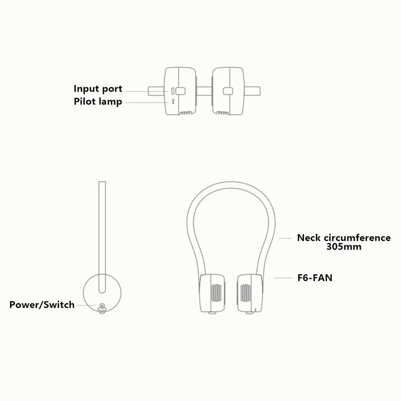 ZOYZOII F8 Ventilateur de Cou Refroidisseur à Trois Vitesses pour Enfants sans Lame - Fusée