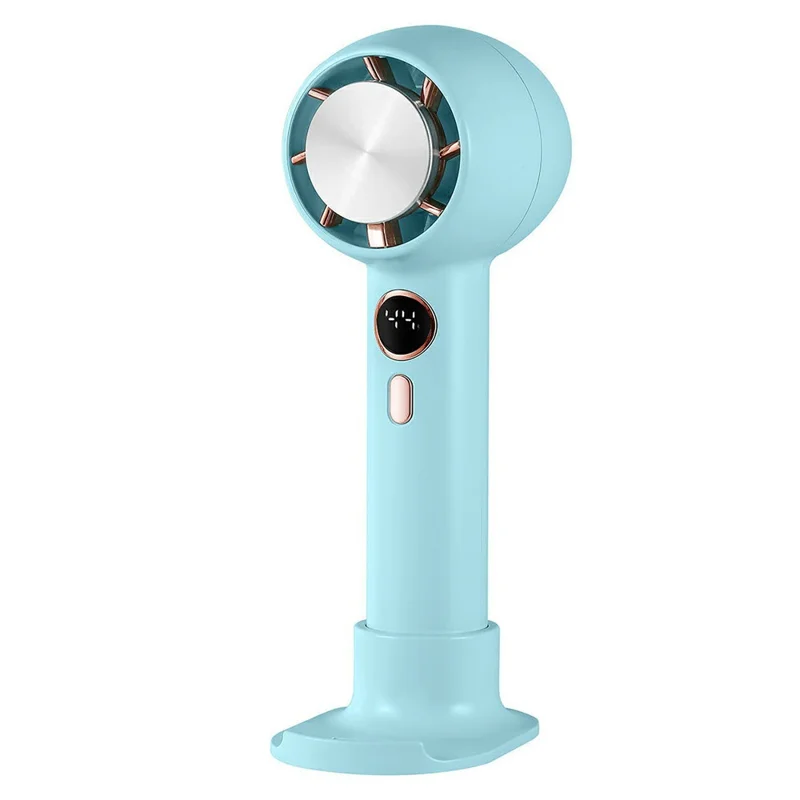 YL-007 Digital Display Mini Handheld Fan with Semiconductor Cooling Ball - Baby Blue