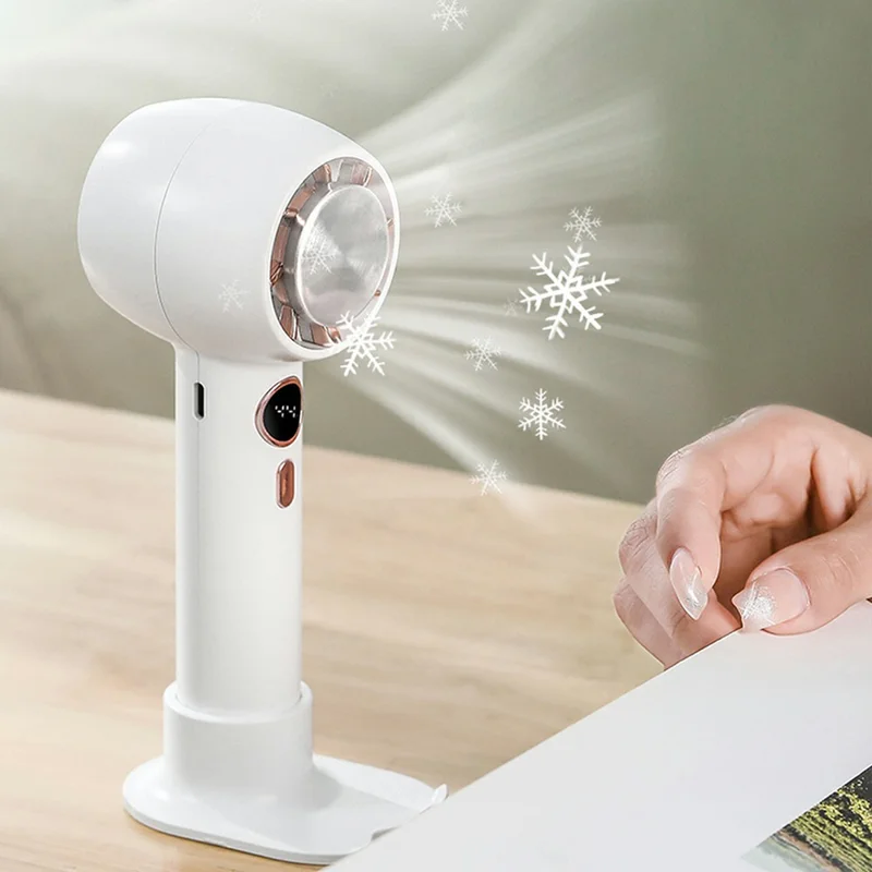 YL-007 Digital Display Mini Handheld Fan with Semiconductor Cooling Ball - Baby Blue