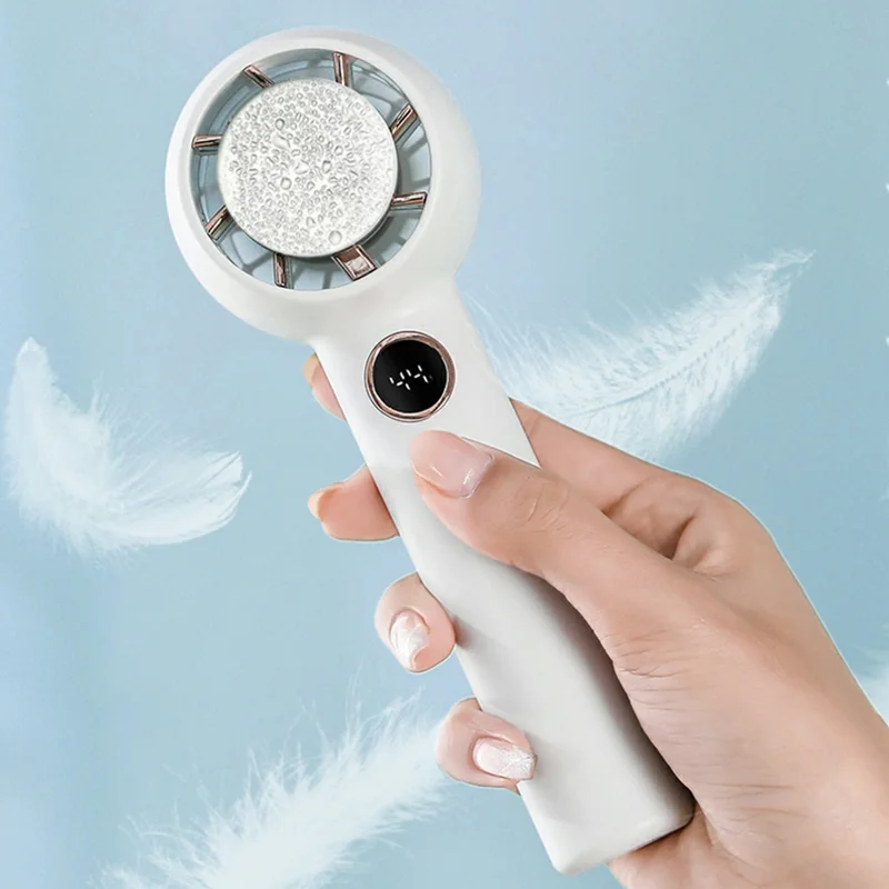 YL-007 Digital Display Mini Handheld Fan with Semiconductor Cooling Ball - Baby Blue