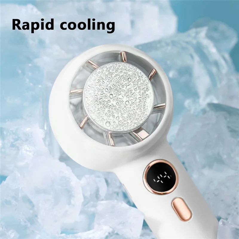 YL-007 Digital Display Mini Handheld Fan with Semiconductor Cooling Ball - Baby Blue