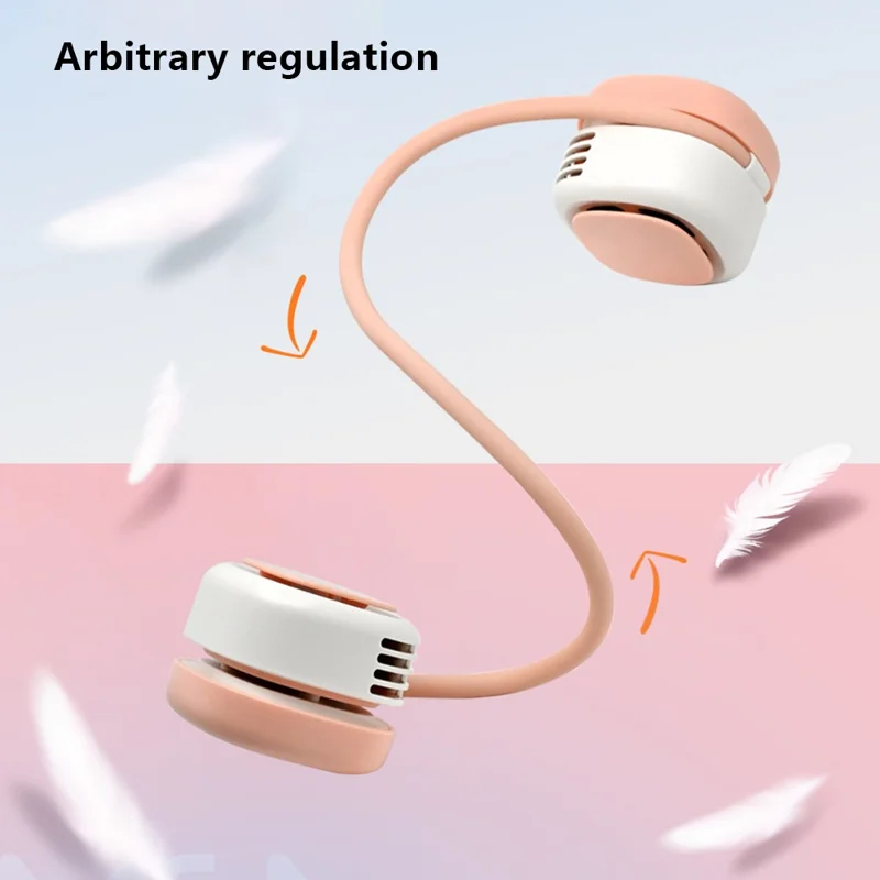 G02 Hanging Neck Fan 3 Speeds Bladeless Neckband Fan Portable Mini Air Cooler - White