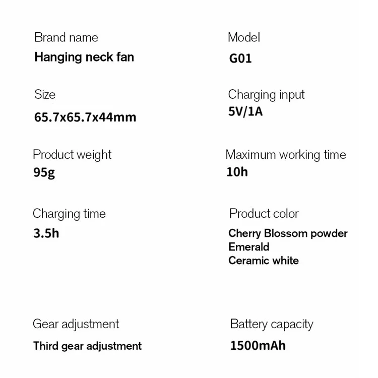 G01 Camera Shape Mini Cooling Fan 3-Gear Wind Speed Summer Fan Cooler with Neck Rope - White