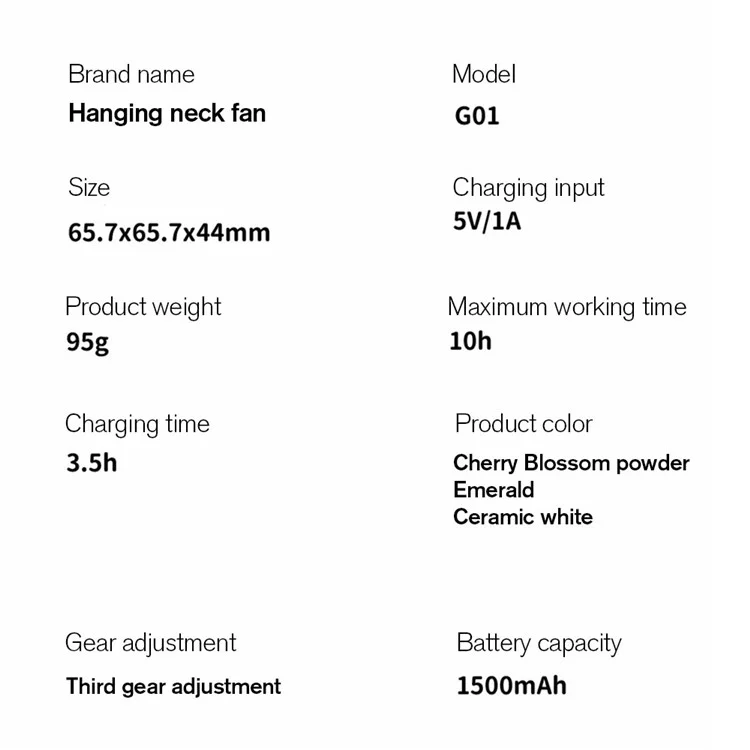 G01 Kameraform Mini Kühllüfter 3-gang Windgeschwindigkeit Sommer-lüfterkühler Mit Nackenseil - Weiß
