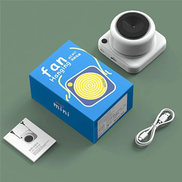 G01 Camera Shape Mini Cooling Fan 3-Gear Wind Speed Summer Fan Cooler with Neck Rope - White
