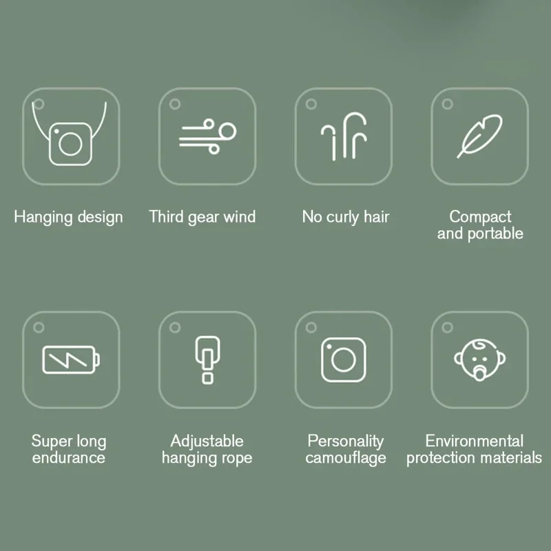 G01 Camera Shape Mini Cooling Fan 3-Gear Wind Speed Summer Fan Cooler with Neck Rope - Pink