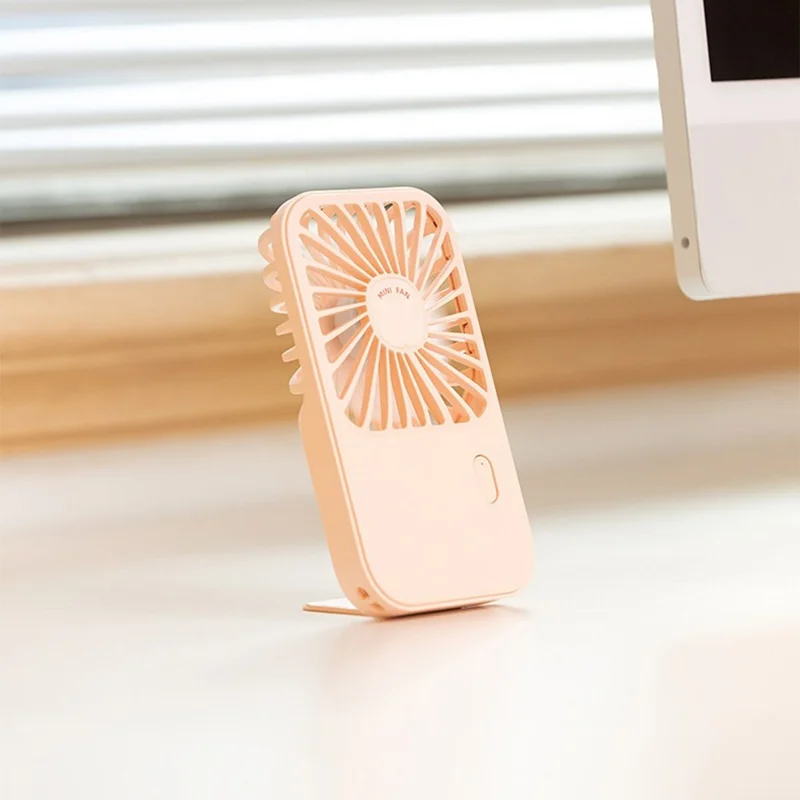 S-F30 Mini Desktop Handheld Fan Cooler Ultra Thin Summer Cooling Fan with Wrist Strap - Pink