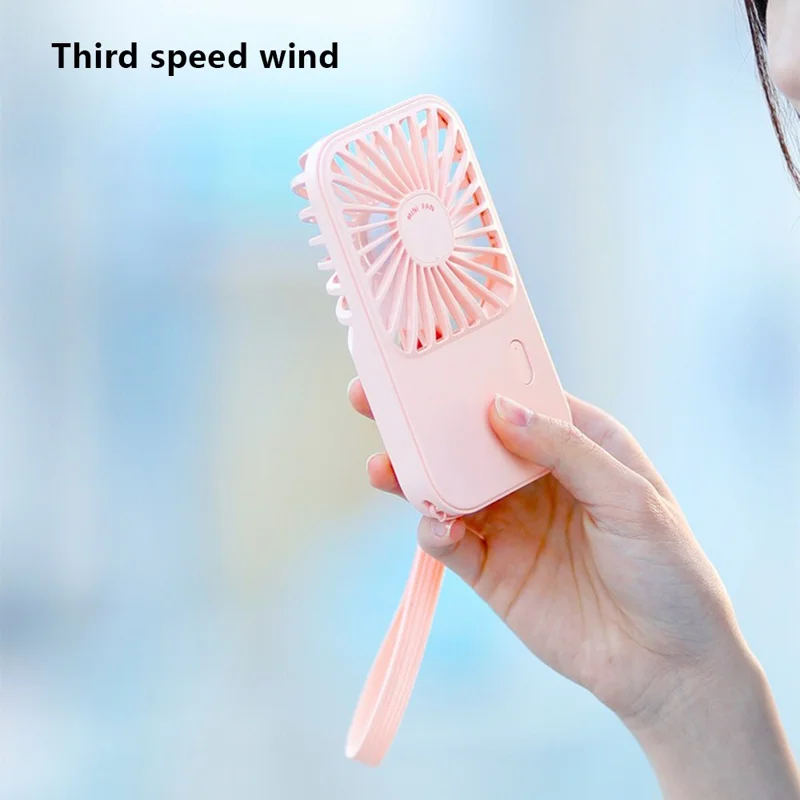 S-F30 Mini Desktop Handheld Fan Cooler Ultra Thin Summer Cooling Fan with Wrist Strap - Beige