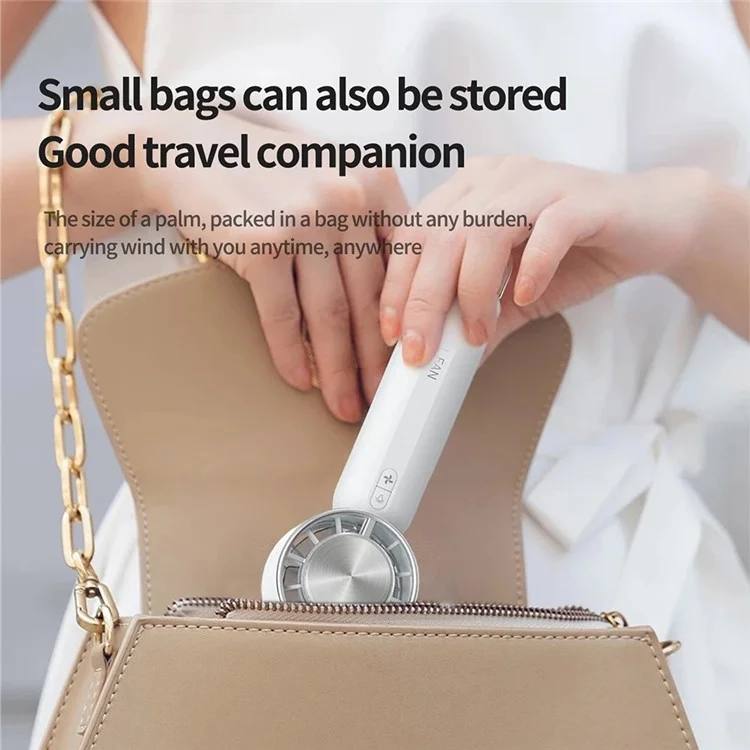 HX138 Outdoor Travel Camping Cold Compress 3 Speed Handheld Fan with Light - White