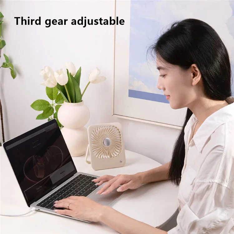 L-02 Ultra Thin Foldable Desktop Fan Three Speeds Adjustable Silent Hanging Fan - White