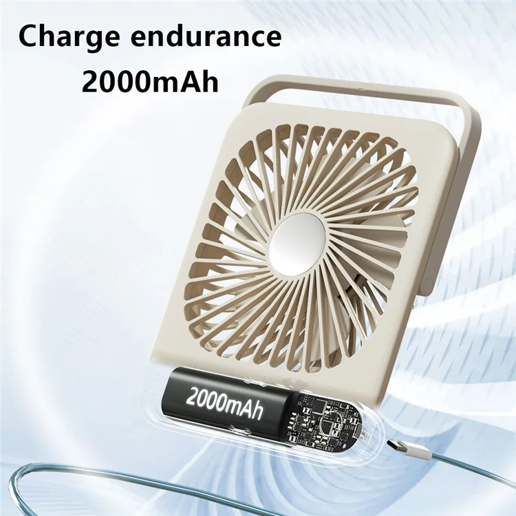L-02 Ultra Thin Foldable Desktop Fan Three Speeds Adjustable Silent Hanging Fan - White