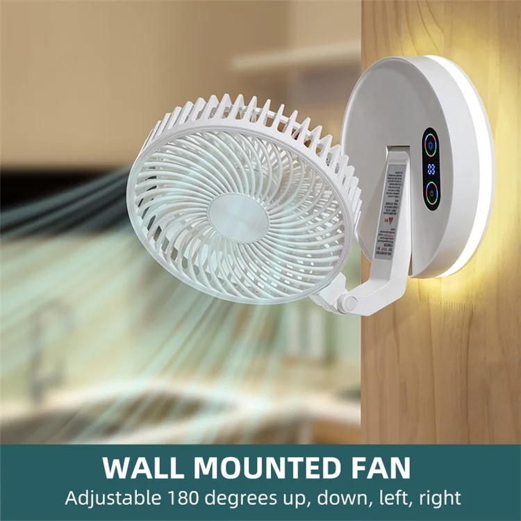 F200 Foldable Desktop Fan Three Speeds Wall-mounted Fan with Night Light