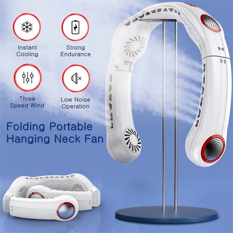 F001 Portable Hanging Neck Cooling Fan Summer Lazy Outdoor Bladeless Fan Cooler - Green