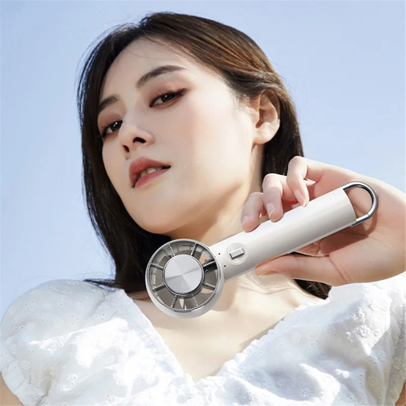 Y29 3 Speeds Outdoor Semiconductor Cold Compress Handheld Fan with Carabiner - White