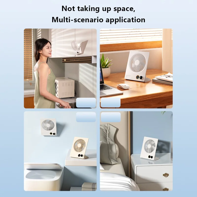 N15 Desktop Hanging USB Fan Foldable Strong Wind Cooler for Home Kitchen Office - Apricot