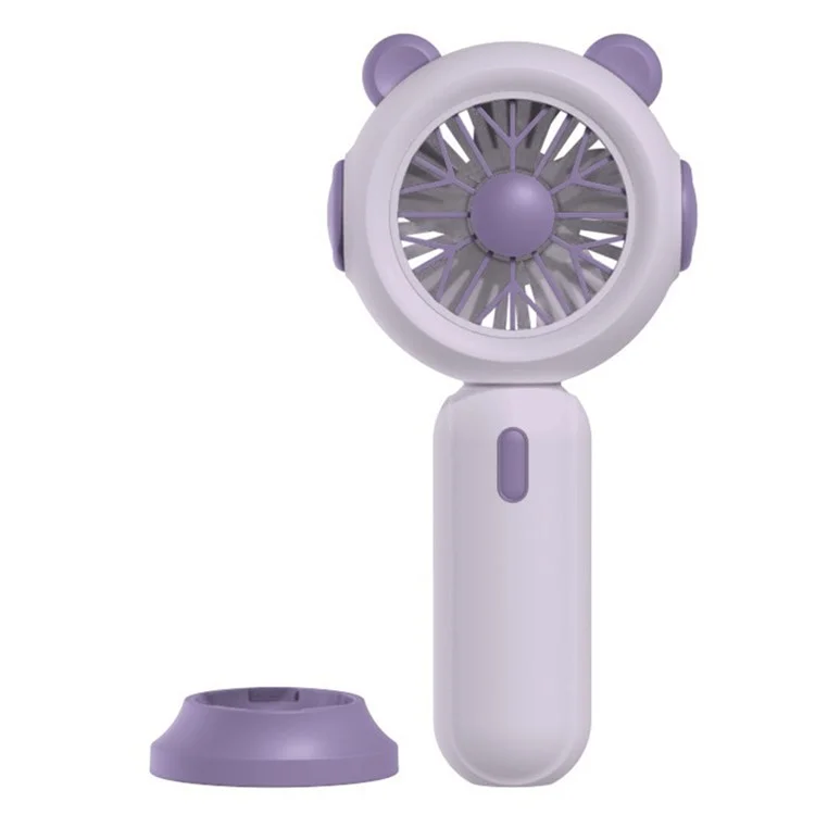 1117A Mini Handheld Fan 3 Speeds Adjustable Summer Cooling Fan with Base - Purple