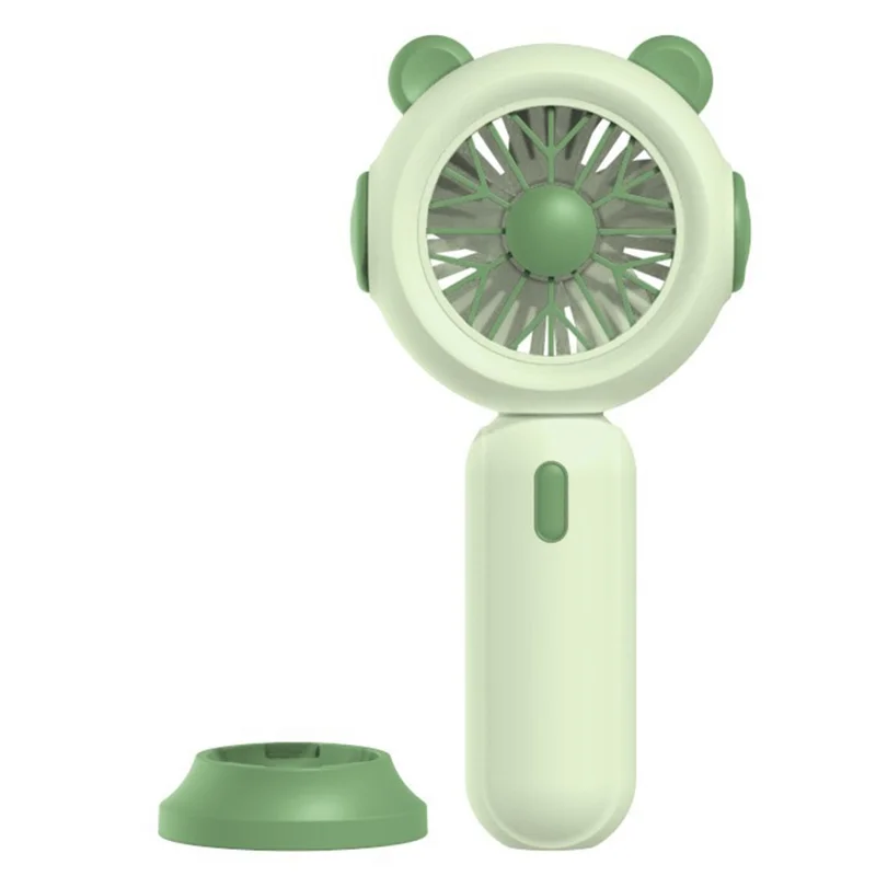 1117A Mini Handheld Fan 3 Speeds Adjustable Summer Cooling Fan with Base - Avocado Green