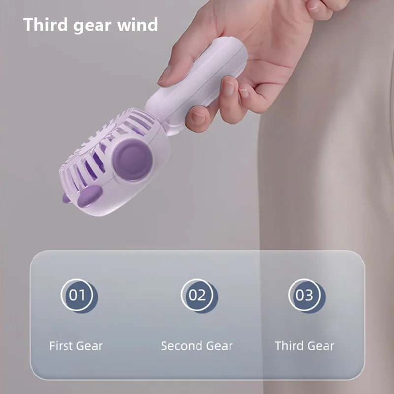 1117A Mini Handheld Fan 3 Speeds Adjustable Summer Cooling Fan with Base - Avocado Green