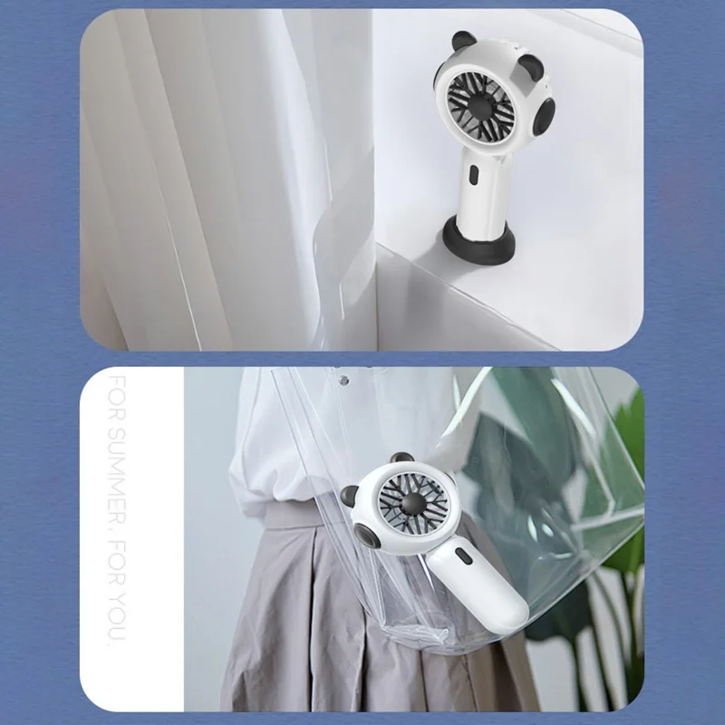 1117A Mini Handheld Fan 3 Speeds Adjustable Summer Cooling Fan with Base - Avocado Green