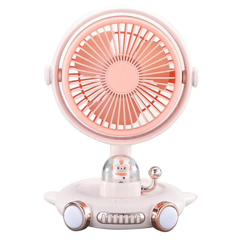 Cute Cartoon Animal Airship Design Desktop Cooling Fan with Night Light - Apricot