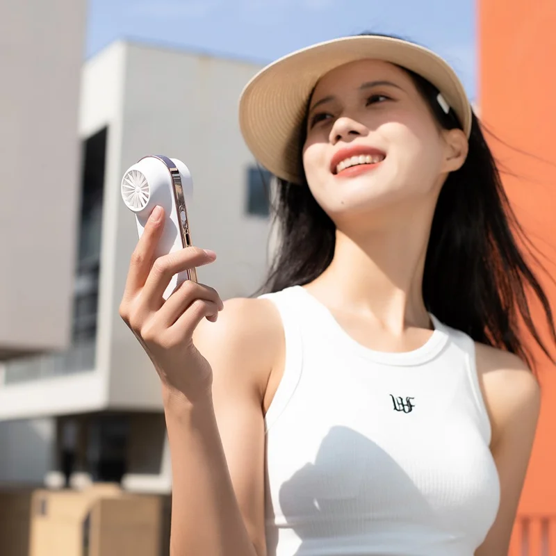 F36 Handheld Summer Cooling Fan Adjustable 3-Speed Cold Compress Electric Fan - Khaki