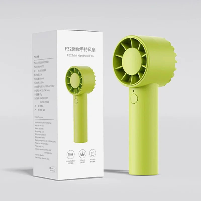 F32 Mini USB Rechargeable Cooling Fan Portable Handheld Summer Fan - White