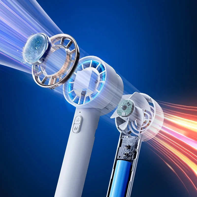 F31 3-Speed Adjustable Cooling Fan USB Rechargeable Cold Compress Summer Handheld Fan - Khaki