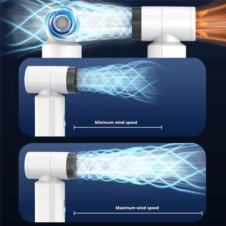 FS15 Stiester Geschwindigkeit Einstellbarer Turbo -mini -lüfter Mit 3 Düse 80000 u / Min Handheld -lüfter - Weiß