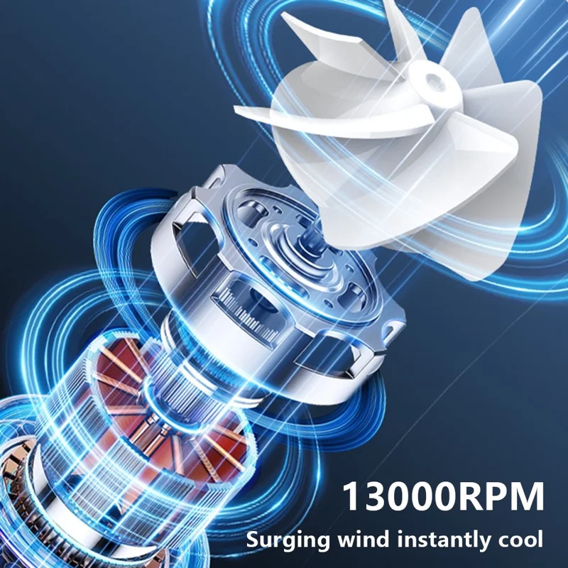 FS20 Bärbar Handfläkt 2000mAh Kraftfull Kylande Fläkt USB-Laddad Ljuddämpad Fläkt - Ljust Grön