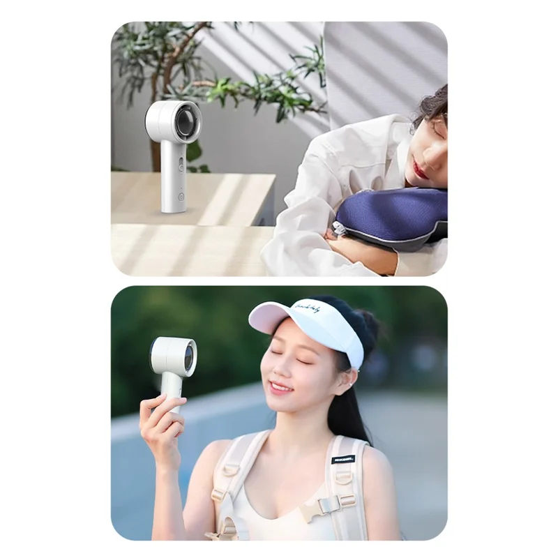 FS20 Bärbar Handfläkt 2000mAh Kraftfull Kylande Fläkt USB-Laddad Ljuddämpad Fläkt - Ljust Grön