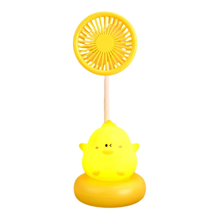 Ventilateur de bureau de refroidissement de bureau F306 avec veilleuse 300 mAh Ventilateur de table rechargeable Conception d'animal de bande dessinée mignon - Jaune
