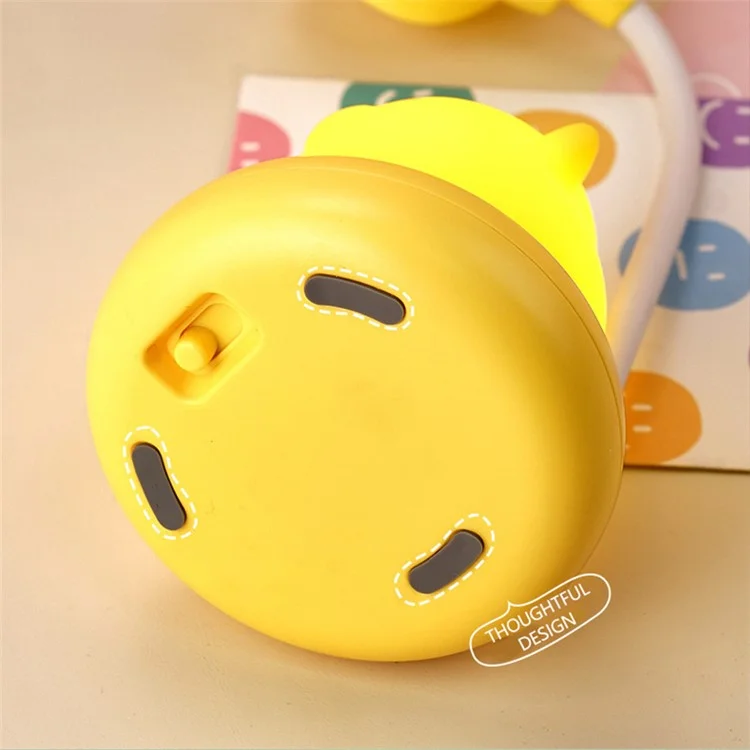 Ventilateur de bureau de refroidissement de bureau F306 avec veilleuse 300 mAh Ventilateur de table rechargeable Conception d'animal de bande dessinée mignon - Jaune