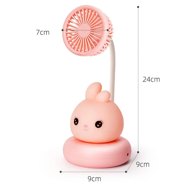 F306 Desktop Cooling Fan with Night Light 300mAh Rechargeable Table Fan Cartoon Pet Design - Yellow