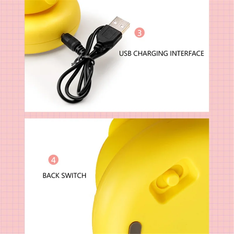 F306 Desktop Cooling Fan with Night Light 300mAh Rechargeable Table Fan Cartoon Pet Design - White