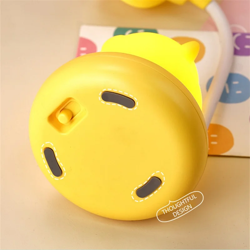 F306 Desktop Cooling Fan with Night Light 300mAh Rechargeable Table Fan Cartoon Pet Design - White