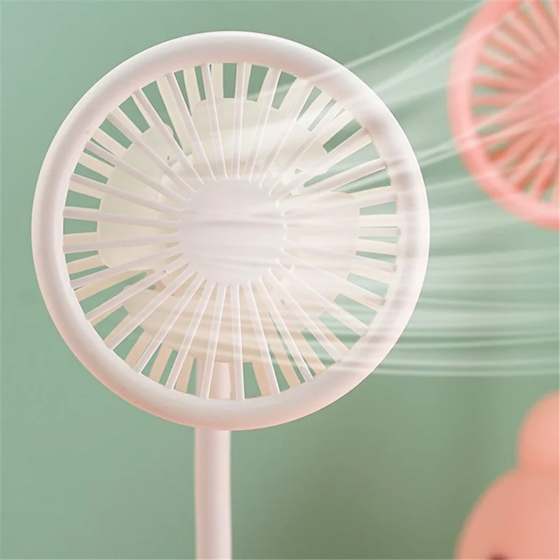 F306 Desktop Cooling Fan with Night Light 300mAh Rechargeable Table Fan Cartoon Pet Design - White