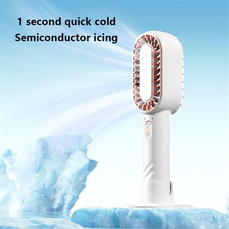F52 Dual Blade Mini Desktop Fan Semiconductor Cooling Portable Handheld Fan - White